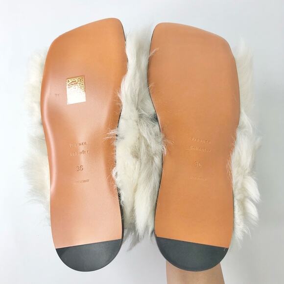 NIB Proenza Schouler Square Shearling Cream Lamb Fur Sandals Women’ 36 Shoes - Picture 8 of 11